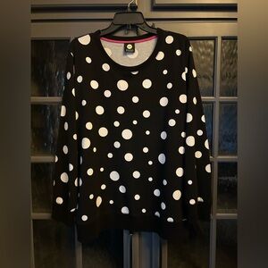 Jones New York Sport Black Sweatshirt with White Polka Dots